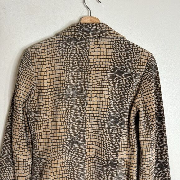 Vtg cache ladies 100% leather suede snake print double closure blazer size 2 - Picture 8 of 11